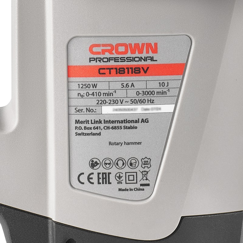 Перфоратор CROWN CT18118V BMC, CROWN Перфоратор CROWN CT18118V BMC, CROWN