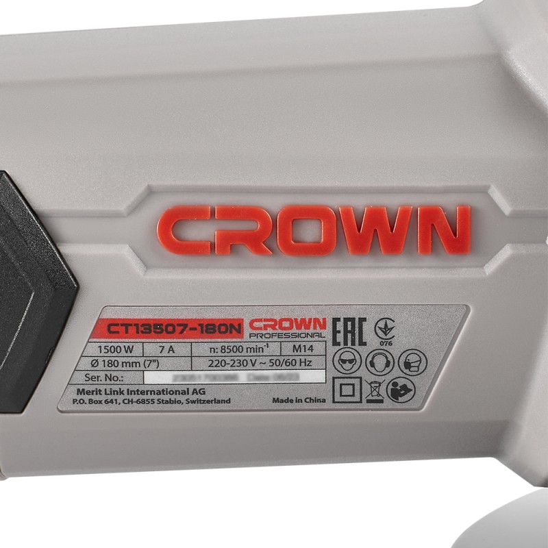 Угловая шлифовальная машина CROWN CT13507-180N, CROWN Угловая шлифовальная машина CROWN CT13507-180N, CROWN