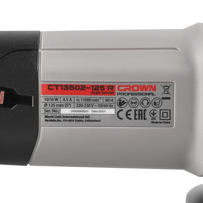 Угловая шлифовальная машина CROWN CT13502-125R, CROWN Угловая шлифовальная машина CROWN CT13502-125R, CROWN