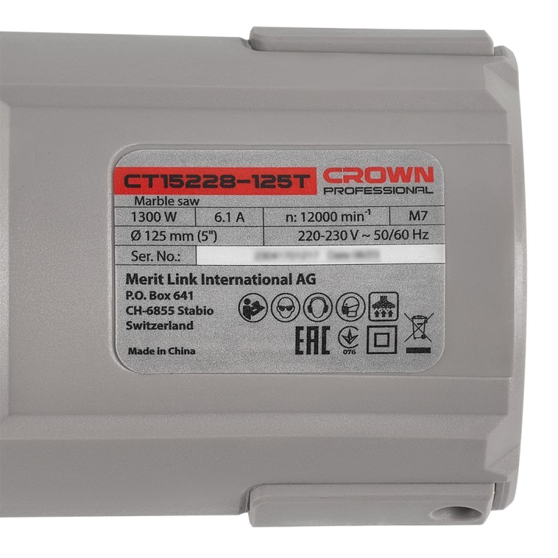 Пила алмазная (Плиткорез) CROWN CT15228-125T-W, CROWN Пила алмазная (Плиткорез) CROWN CT15228-125T-W, CROWN