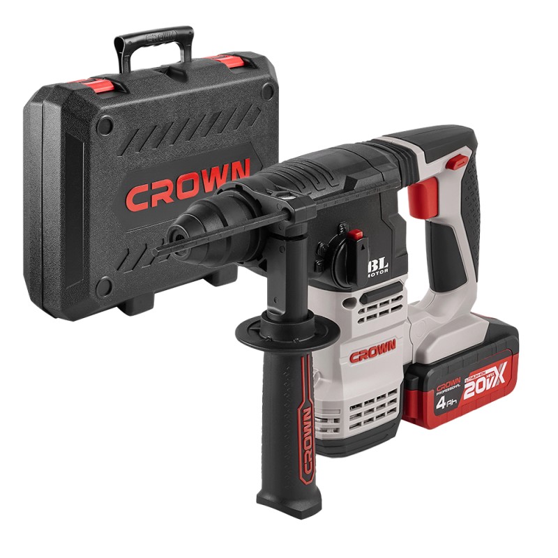 Перфоратор аккумуляторный BL CROWN CT28001HX-4 BMC, CROWN Перфоратор аккумуляторный BL CROWN CT28001HX-4 BMC, CROWN