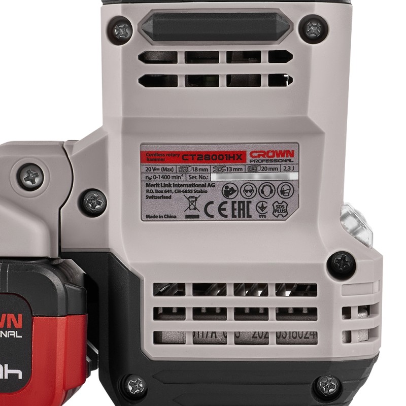 Перфоратор аккумуляторный BL CROWN CT28001HX-4 BMC, CROWN Перфоратор аккумуляторный BL CROWN CT28001HX-4 BMC, CROWN