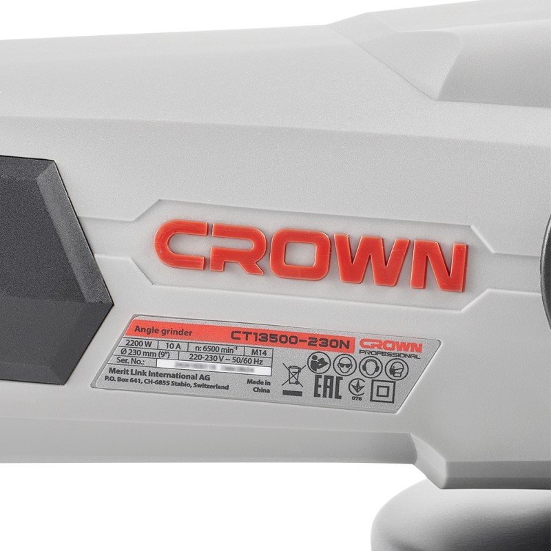 Угловая шлифовальная машина CROWN CT13500-230N, CROWN Угловая шлифовальная машина CROWN CT13500-230N, CROWN
