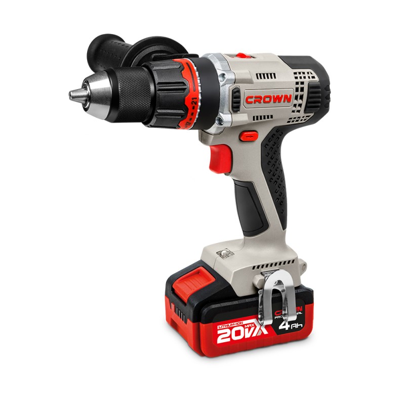 Дрель-шуруповерт аккумуляторная CROWN CT21076HMX-4 BMC, CROWN