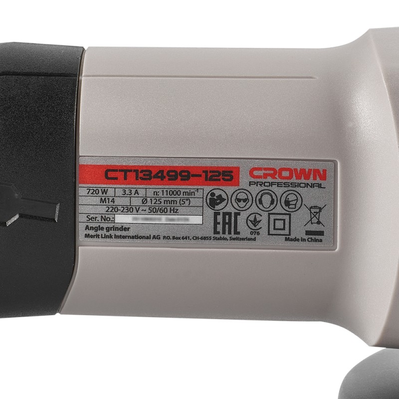 Угловая шлифовальная машина CROWN CT13499-125, CROWN Угловая шлифовальная машина CROWN CT13499-125, CROWN