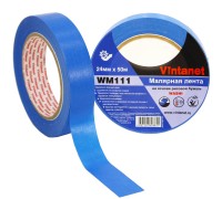 Лента малярная на основе рисовой бумаги Washi для четкого края WM111 Vintanet, синяя, 24мм х 50м