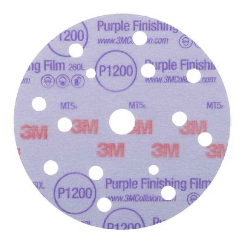 Круг абразивный, полировальный , 15 отверст., Р1200, 150 мм,3M™ Hookit™ 260L Purple