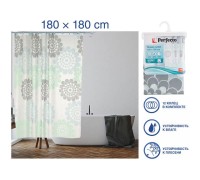 Шторка для ванной (12 колец в комплекте), 180x180 см, Secret, цветы, PERFECTO LINEA