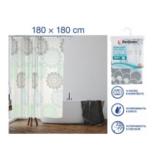 Шторка для ванной (12 колец в комплекте), 180x180 см, Secret, цветы, PERFECTO LINEA