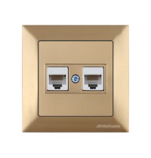 Розетка компьютерная 2xRJ45 (Cat5e, скрытая) золото, DARIA, MUTLUSAN