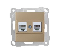 Розетка телефонная + компьютерная (RJ12+Cat5e, скрытая, без рамки) золото, RITA, MUTLUSAN