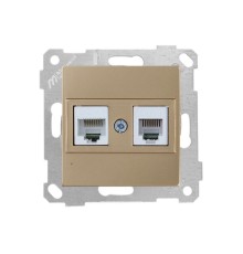 Розетка телефонная + компьютерная (RJ12+Cat5e, скрытая, без рамки) золото, RITA, MUTLUSAN