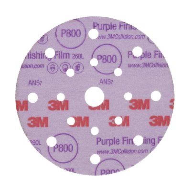 Круг абразивный, полировальный , 15 отверст., Р800, 150 мм,3M™ Hookit™ 260L Purple