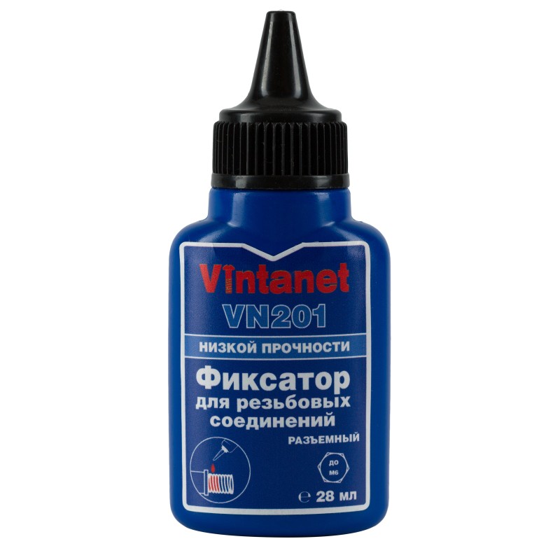Фиксатор для резьбовых соединений, Vintanet, низкопрочный, анаэробный VN201, 28 мл Фиксатор для резьбовых соединений, Vintanet, низкопрочный, анаэробный VN201, 28 мл
