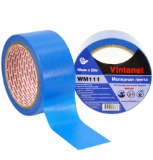 Лента малярная на основе рисовой бумаги Washi для четкого края WM111 Vintanet, синяя, 48мм х 25м