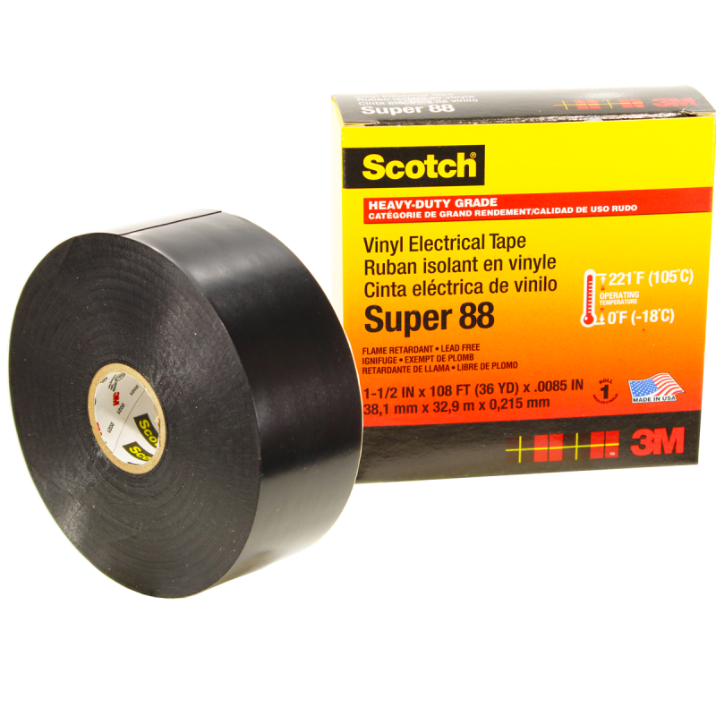 Изолента ПВХ, высшего класса SCOTCH SUPER 88, рулон 38 мм х 33 м х 0,22 мм