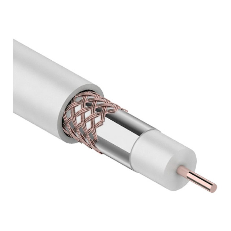 Кабель RG-6U+Cu (75 Ом), Cu/Al/Cu (1,0/Al/48х0,12 мм) 64%, (бухта 100 м), белый REXANT Кабель RG-6U+Cu (75 Ом), Cu/Al/Cu (1,0/Al/48х0,12 мм) 64%, (бухта 100 м), белый REXANT