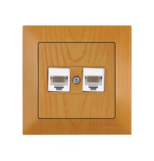 Розетка компьютерная 2xRJ45 (Cat5e, скрытая) дуб, DARIA, MUTLUSAN