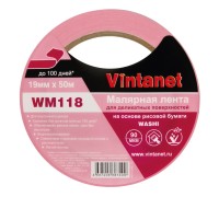 Лента малярная для деликатных поверхностей Vintanet WM118 19мм х 50м