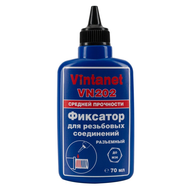 Фиксатор для резьбовых соединений, Vintanet, средней прочности, анаэробный VN202 70 мл