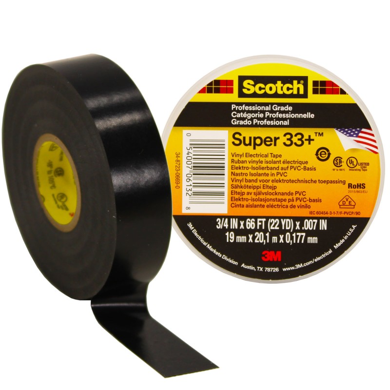Изолента ПВХ морозостойкая высшего класса SCOTCH SUPER 33, рулон 19 мм х 20 м