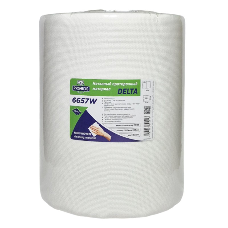 Нетканый протирочный материал PROBOS DELTA 6657W, 65 г/м2, белый, сетчатая структура,30х40см,300 л/р
