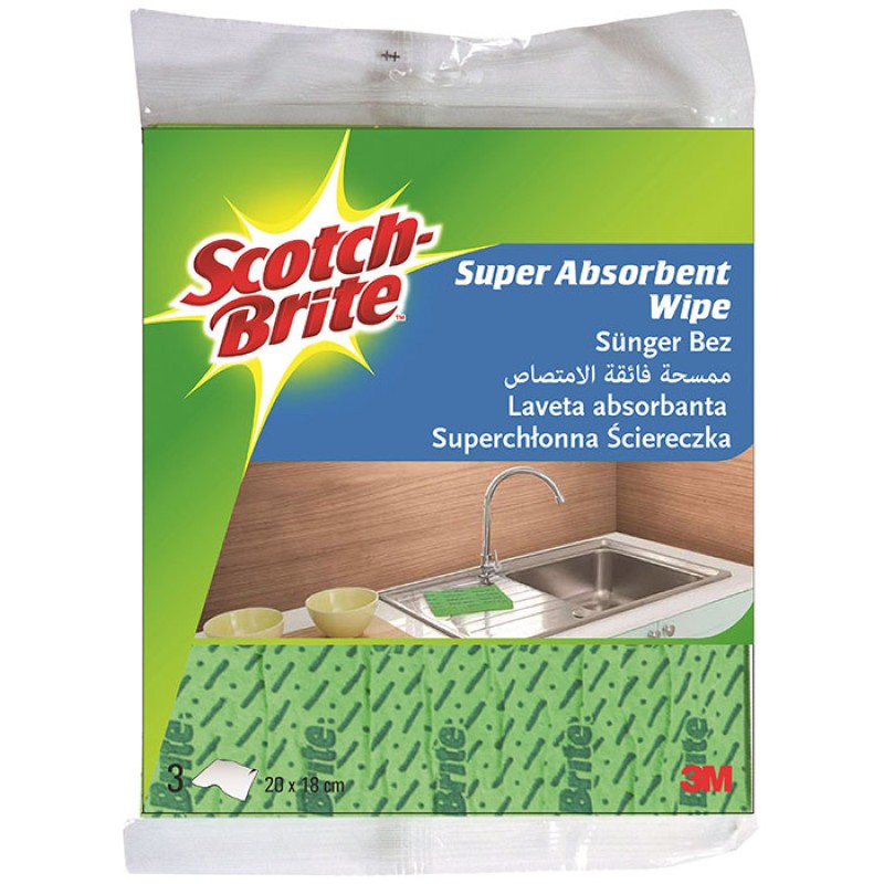 Салфетка Scotch-Brite® супер-абсорбирующая, 20 см х 18 см, 3 шт./уп.