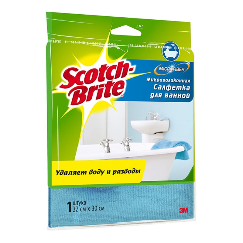 Салфетка Scotch-Brite® Микроволоконная для ванной, 30 см х 32 см, 1 шт./упак.