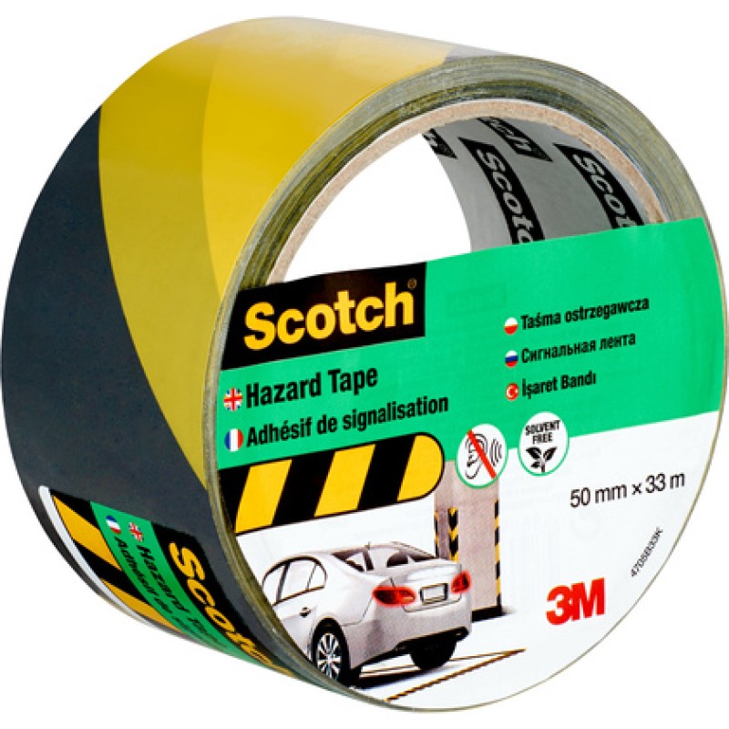 Лента cигнальная Scotch 4705, черно-желтая, 50 мм х 33 м х 0.048 мм