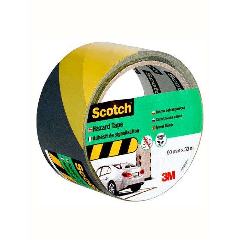 Лента cигнальная Scotch 4705, черно-желтая, 50 мм х 33 м х 0.048 мм