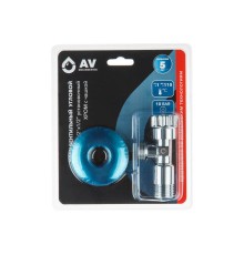 Кран вентильный угловой 1/2" нар.-нар. установочный ХРОМ с чашкой, AV Engineering