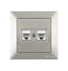 Розетка компьютерная 2xRJ45 (Cat5e, скрытая) титан, DARIA, MUTLUSAN