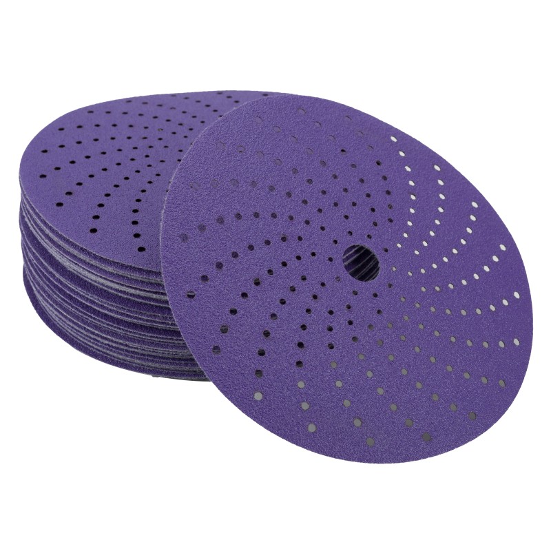Круг шлифовальный c мультипылеотводом Purple, P80, PROBOS CERAMIC FILM Hookit CF775, 150 мм