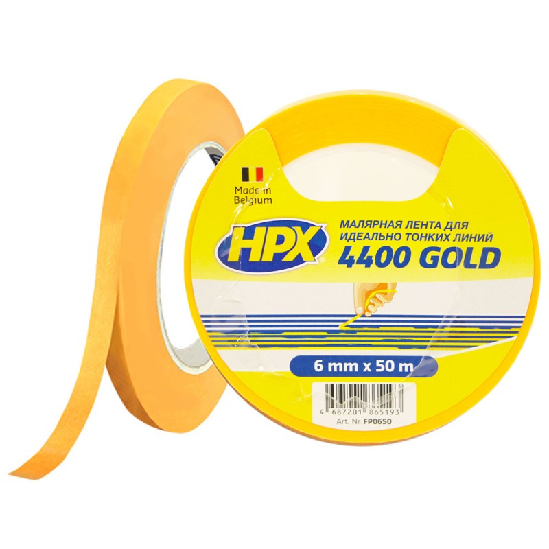 Малярная лента HPX4400 100С 6мм х 50м оранжевая