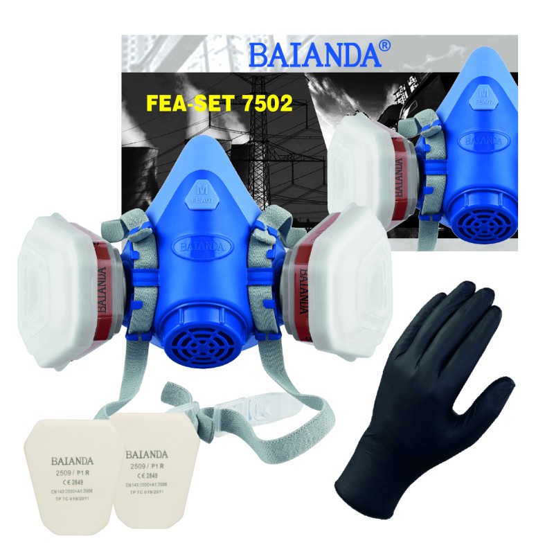 Комплект для защиты дыхания BAIANDA FEA-SET 7502, при покраске и работе с аэрозолями, S, A1P1R