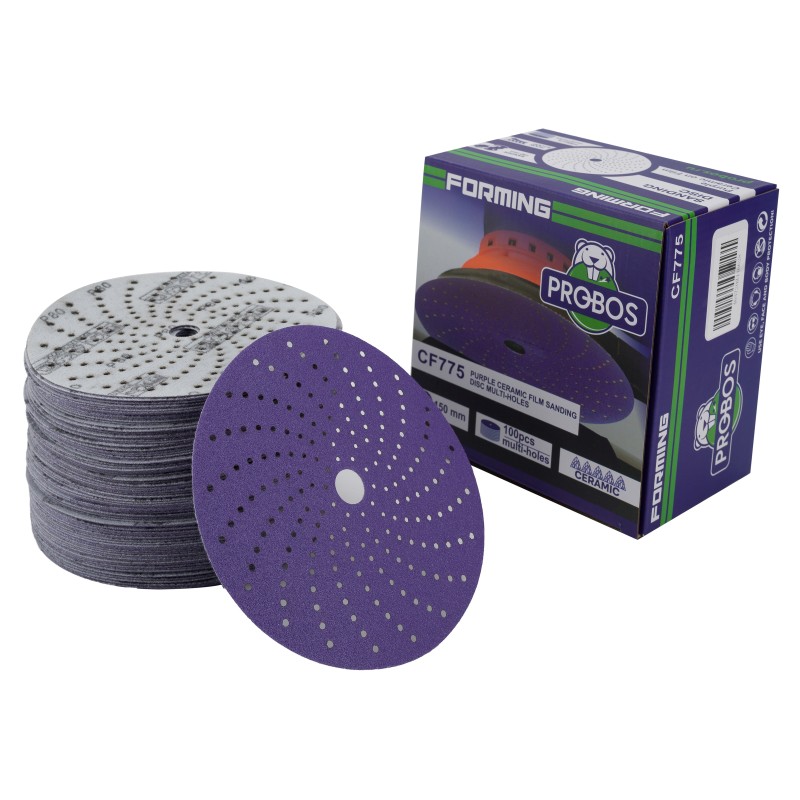 Круг шлифовальный c мультипылеотводом Purple, P80, PROBOS CERAMIC FILM Hookit CF775, 150 мм