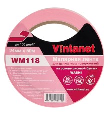 Лента малярная для деликатных поверхностей Vintanet WM118 24мм х 50м