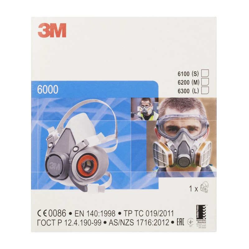 Полумаска серии 3M™ 6200 3M™ 6000, размер - средний (M) 8 шт./кор. Полумаска серии 3M™ 6200 3M™ 6000, размер - средний (M) 8 шт./кор.