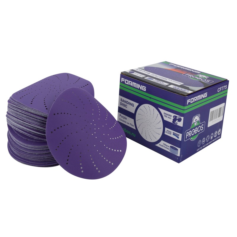 Круг шлифовальный c мультипылеотводом Purple, P320, PROBOS CERAMIC FILM Hookit CF775, 125 мм