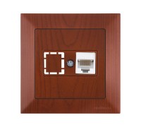Розетка компьютерная 1xRJ45 (Cat5e, скрытая) вишня, DARIA, MUTLUSAN