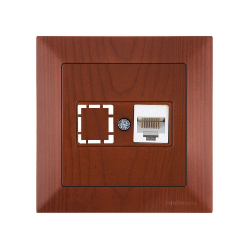 Розетка компьютерная 1xRJ45 (Cat5e, скрытая) вишня, DARIA, MUTLUSAN Розетка компьютерная 1xRJ45 (Cat5e, скрытая) вишня, DARIA, MUTLUSAN