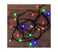 Гирлянда светодиодная "Цветные Шарики" 2,8 м, 20 LED мультиколор, темно-зелен. ПВХ NEON-NIGHT