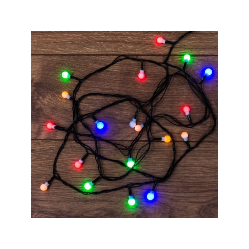 Гирлянда светодиодная "Цветные Шарики" 2,8 м, 20 LED мультиколор, темно-зелен. ПВХ NEON-NIGHT Гирлянда светодиодная "Цветные Шарики" 2,8 м, 20 LED мультиколор, темно-зелен. ПВХ NEON-NIGHT