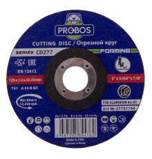 Круг отрезной PROBOS FORMING CD277 T41 for Aluminum 125х1,2х22,23