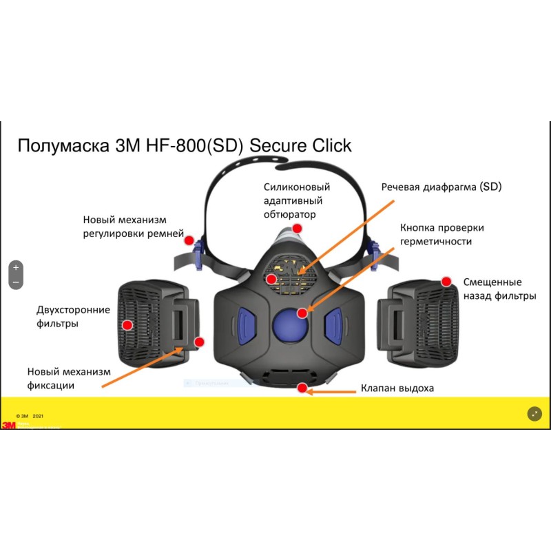 Полумаска 3M™ Secure Click™ HF-802SD, размер средний