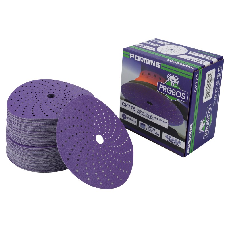 Круг шлифовальный c мультипылеотводом Purple, P120, PROBOS CERAMIC FILM Hookit CF775, 150 мм