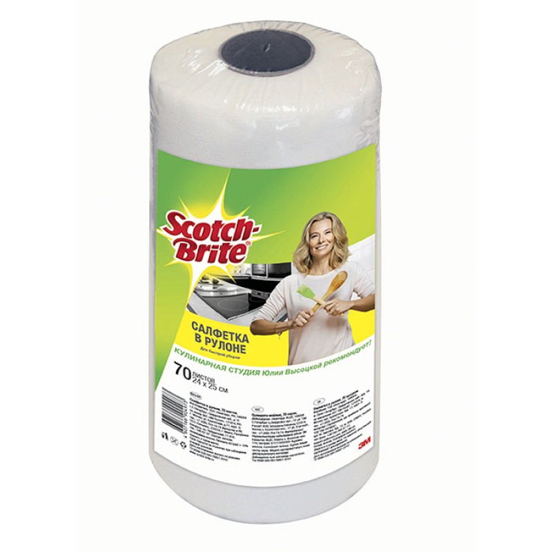 Салфетка Scotch-Brite® в рулоне, 24 см х 25 см, 70 листов