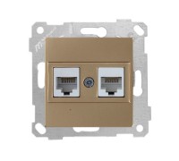 Розетка компьютерная 2xRJ45 (Cat6, скрытая, без рамки) золото, RITA, MUTLUSAN