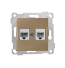 Розетка компьютерная 2xRJ45 (Cat6, скрытая, без рамки) золото, RITA, MUTLUSAN