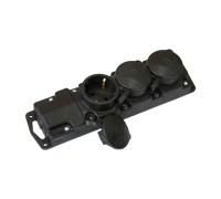 Розетка 3-ая переносная (с/з, 16А, 250В, з/ш, брызг. защ.) черная, BYLECTRICA